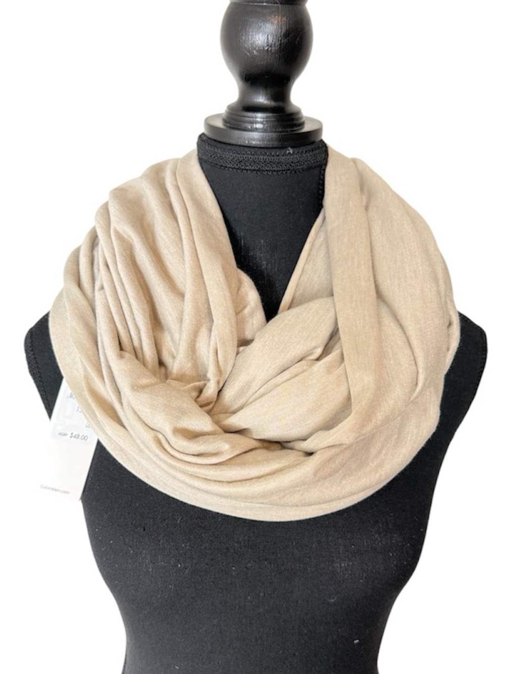 CALVIN KLEIN New Sandy Taupe Cream Infiniti Basic Scarf Shawl Halter Lightweight